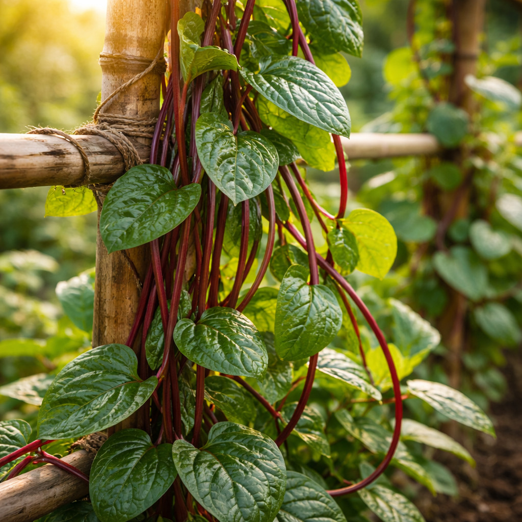 Red Malabar Spinach Seeds Climbing Spinach Vine Edible Red Stem Greens 25 seeds