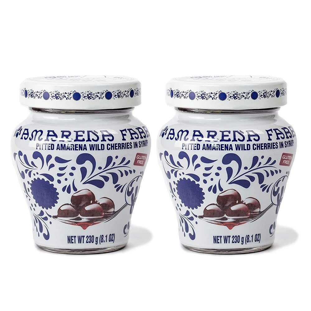 Natural Fabbri Amarena Cherries in Syrup, 2×8.1oz – Perfect for Gelato & Yogurt