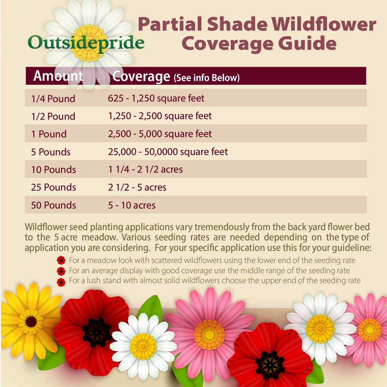 5 LBS Partial Shade Wild Flower Seed Mix For Planting Outdoors