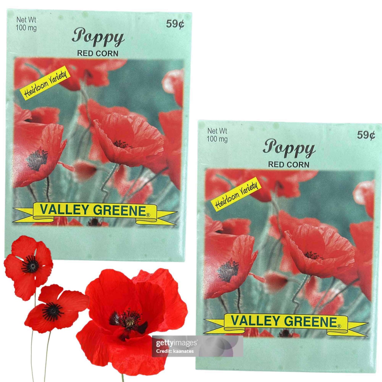 Valley Greene 100mg Red Corn Poppy Seeds: 2 Pack