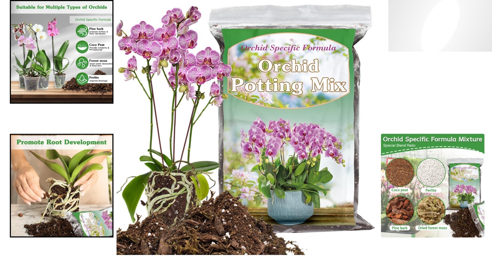 Orchid Potting Mix – Moss, Pine Bark, Coco Peat, and Perlite 1QT