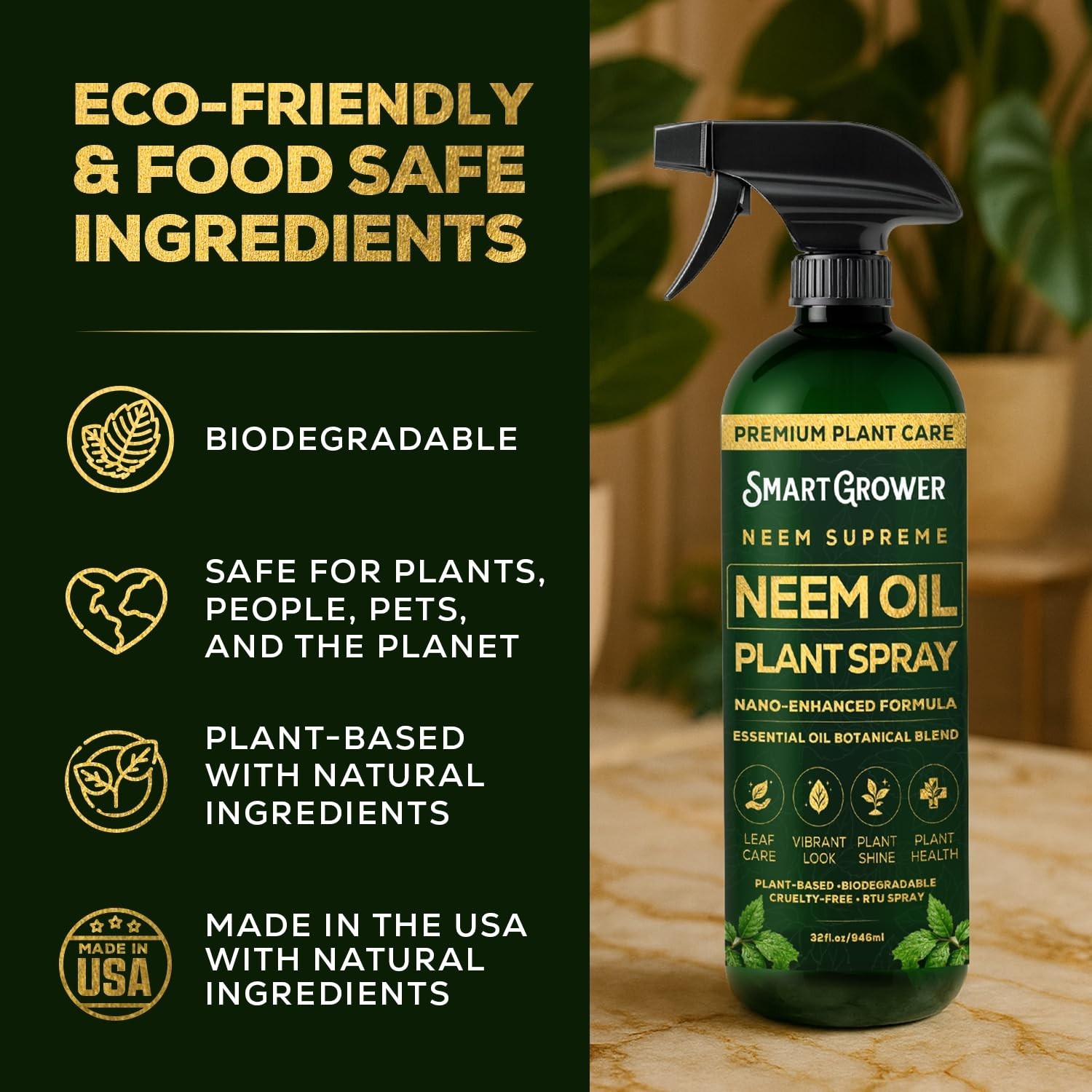 Botanical Neem Oil Spray – 32 oz Natural Plant Wash for Healthy Greenery