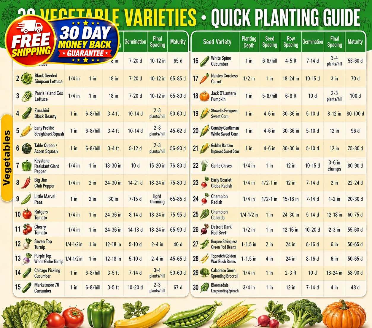 30 Packs of Deluxe Heirloom 30 different varieties, Brown