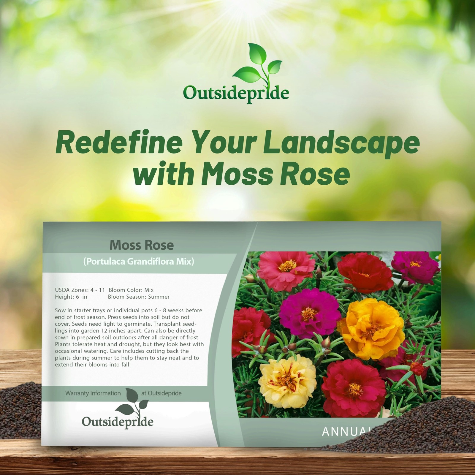 Mixed Moss Rose Seeds – 5000 Pcs Annual Drought Tolerant Ground Cover