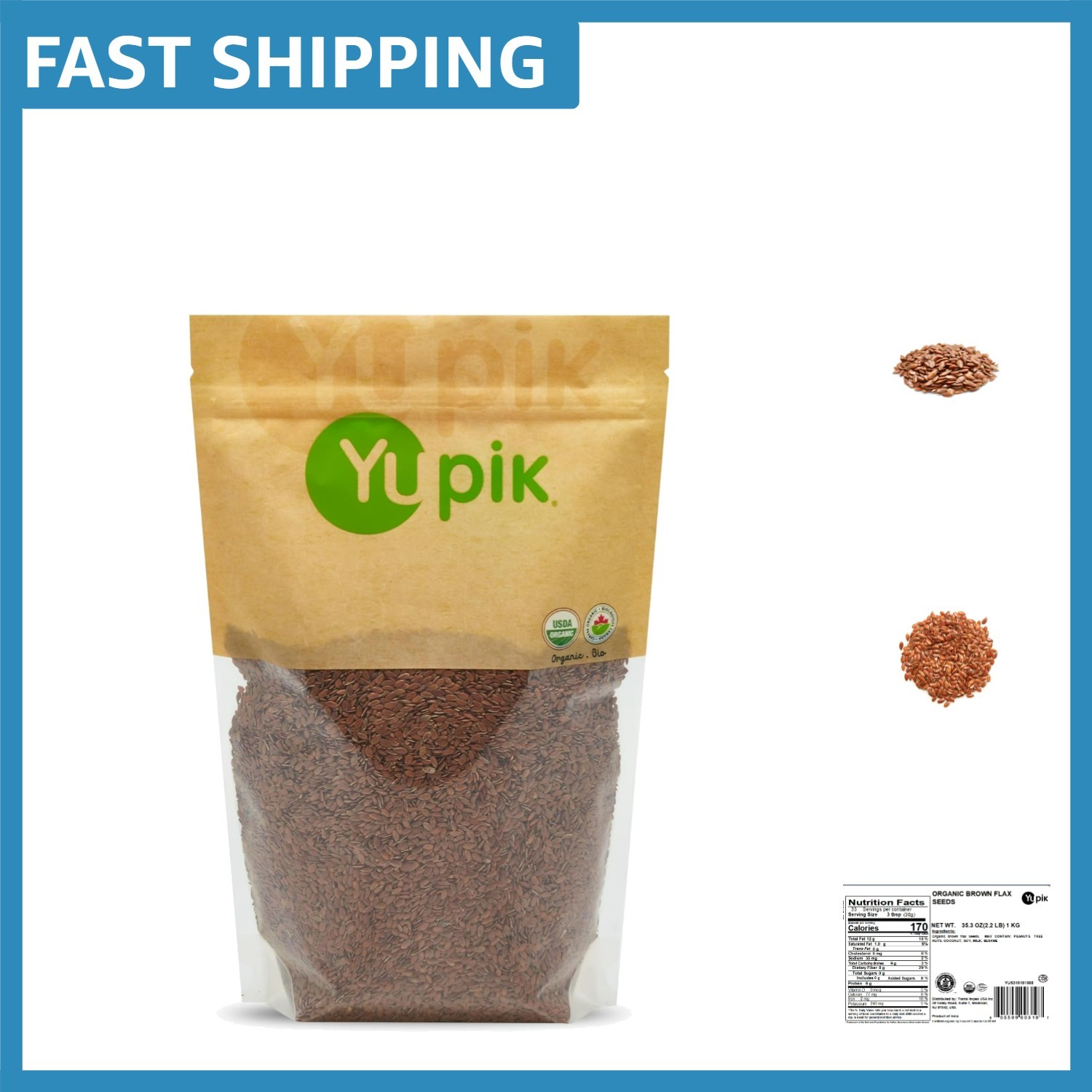 Nutritious Organic Brown Flax Seeds 2.2 lb – Perfect for Baking & Topping