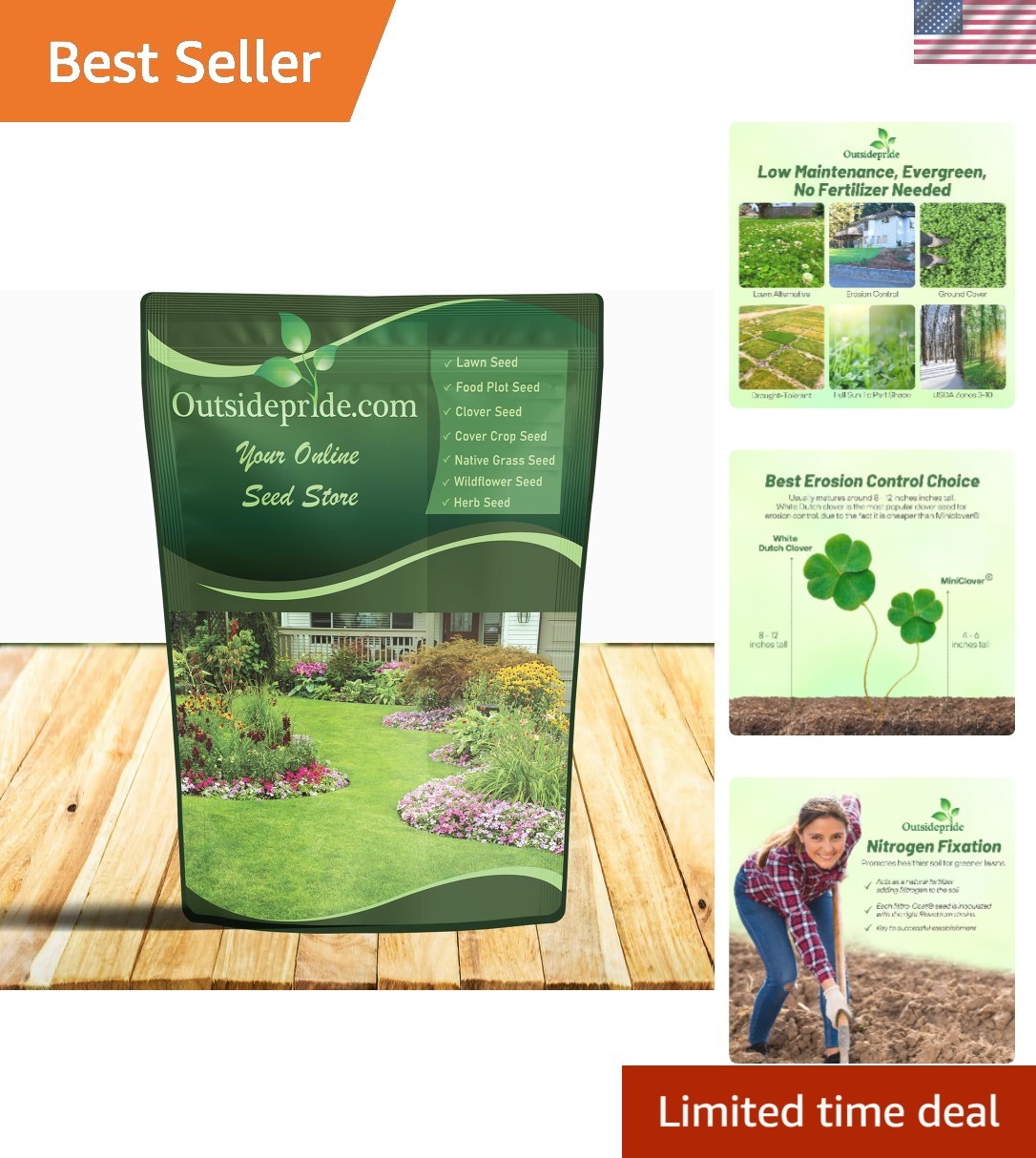 1 lb White Dutch Clover Seeds – Nitrocoated & GMO Free for Erosion Control