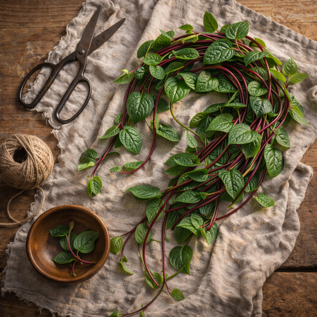 Red Malabar Spinach Seeds Climbing Spinach Vine Edible Red Stem Greens 25 seeds