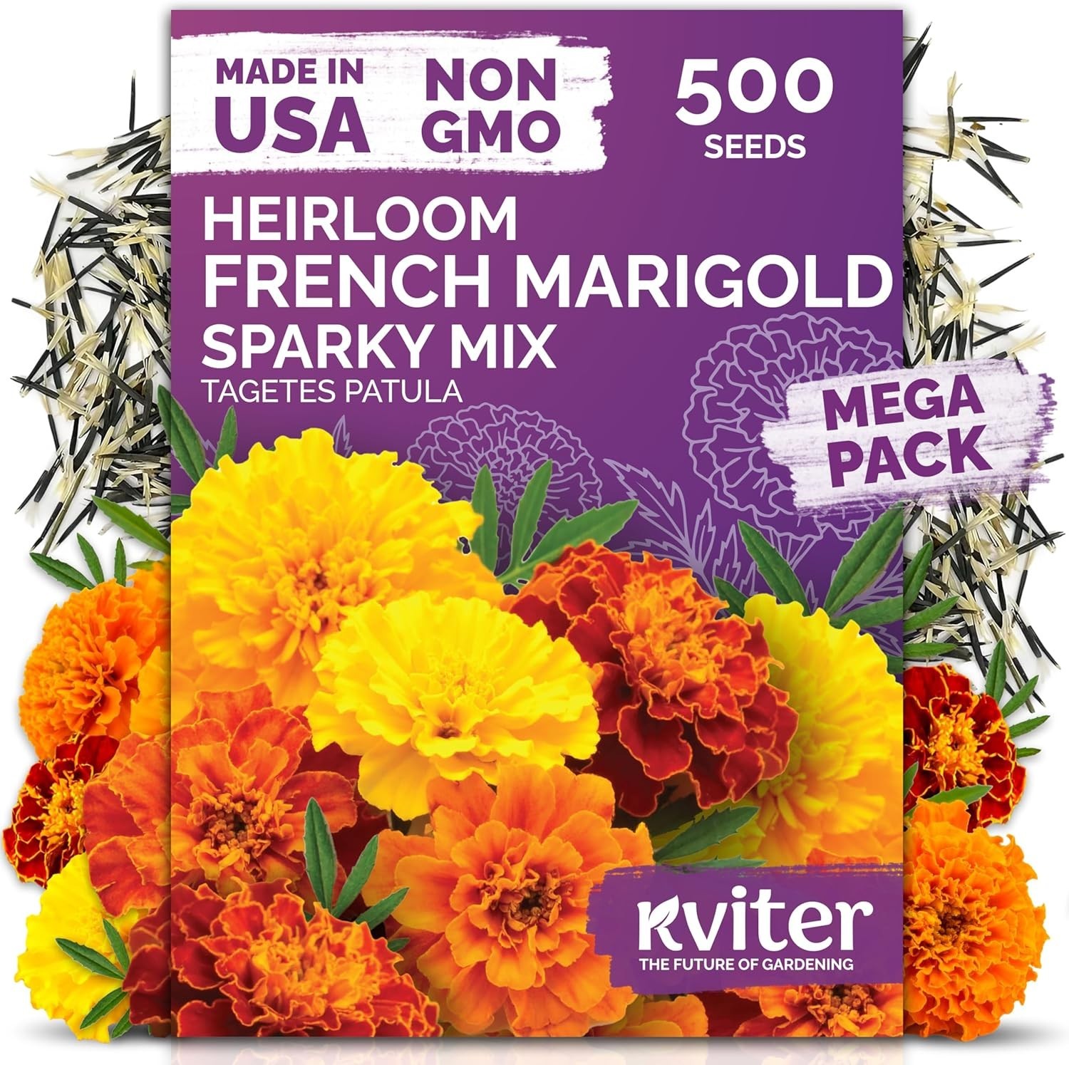 Attractive 500 French Marigold Seeds for Spring to Fall – Easy & Fragrant Blooms