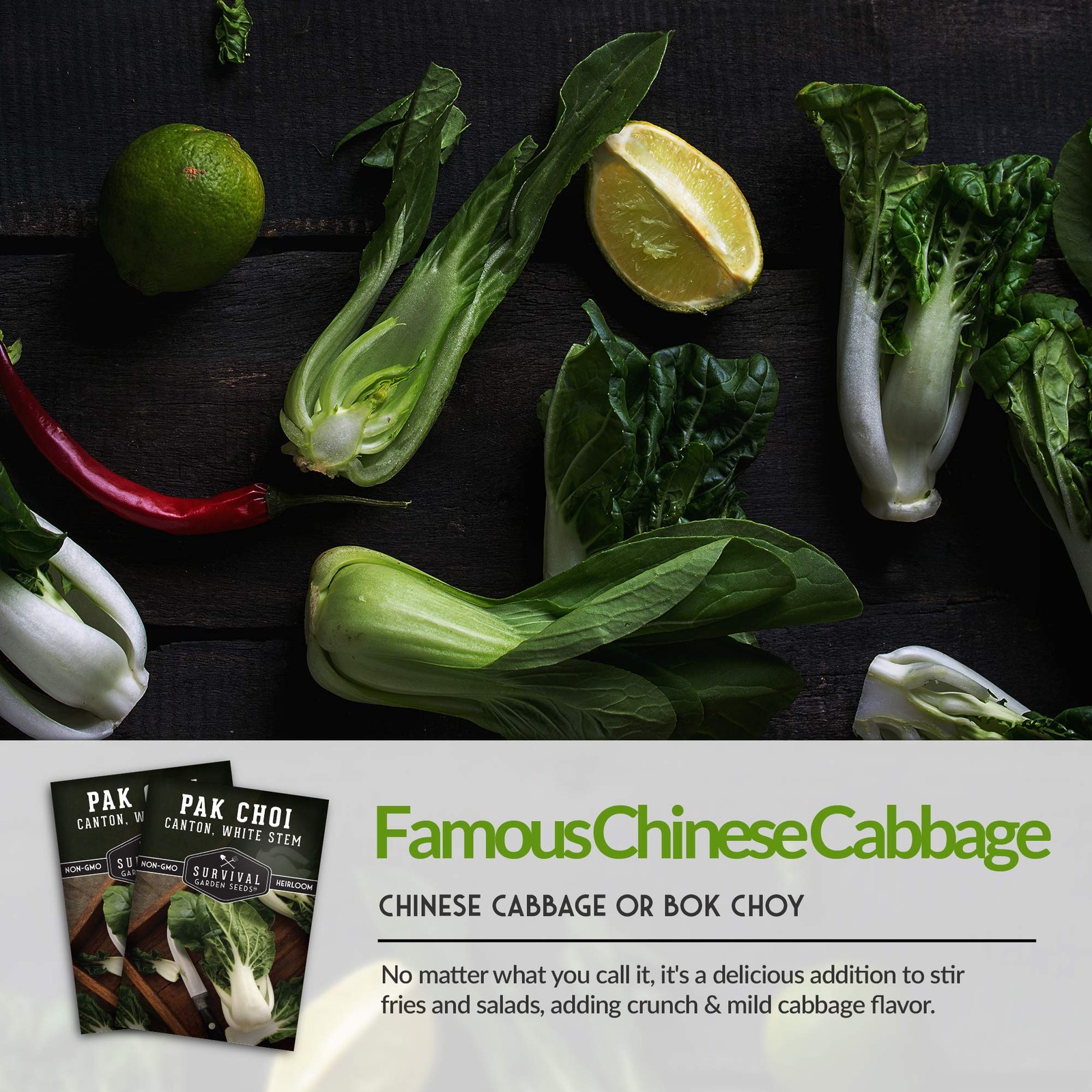 Survival Garden Seeds: Bok Choy Pack with Growing Instructions – Non-GMO