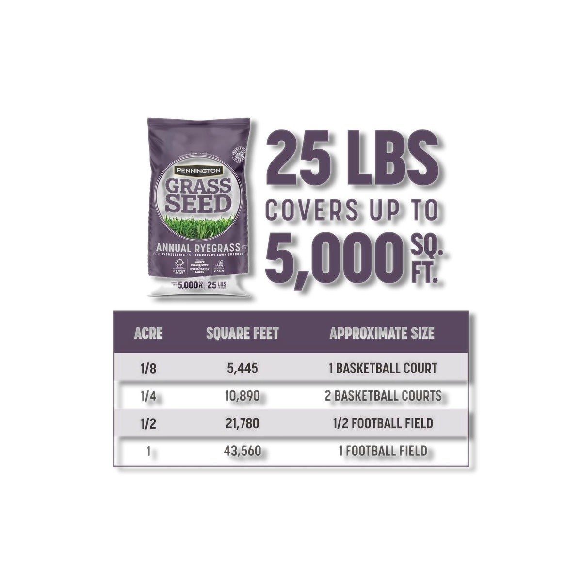 Pennington Annual Ryegrass Sun or Shade Grass Seed 25 lb 100082633