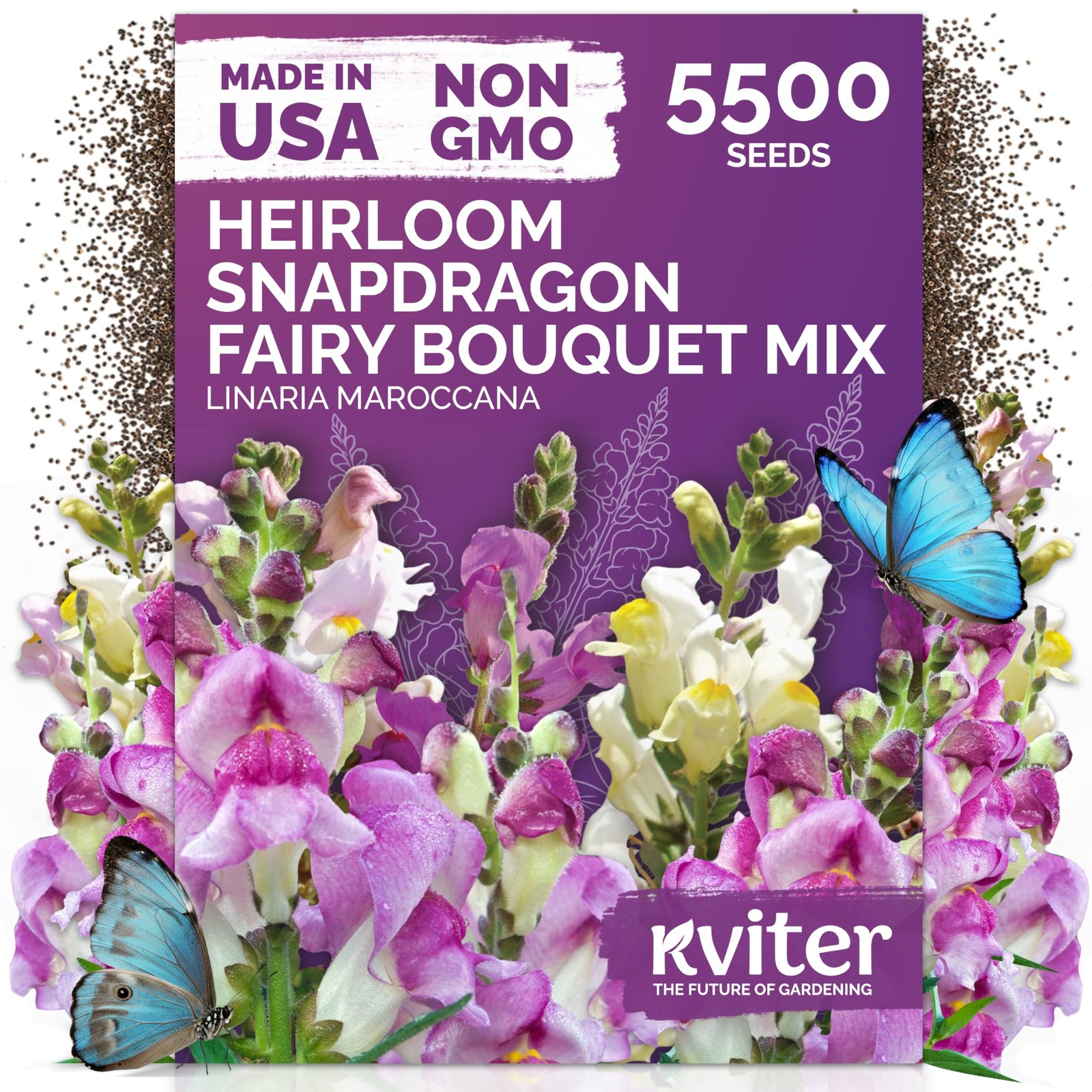 KVITER 5,500 Fairy Bouquet Mix Snapdragon Seeds for Planting (Linaria Maroccana)