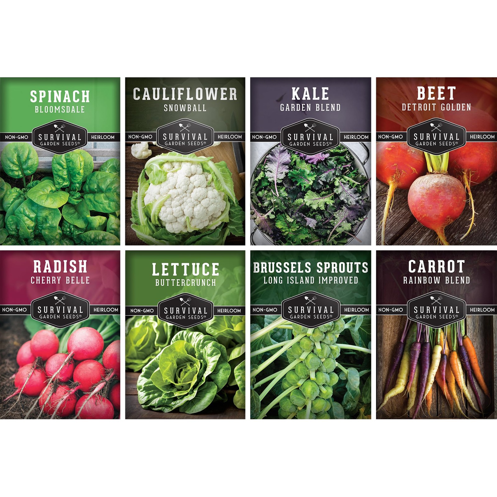 Fall Vegetable Seeds Collection – 8 Packs of Non-GMO Heirloom Cool Weather Se…
