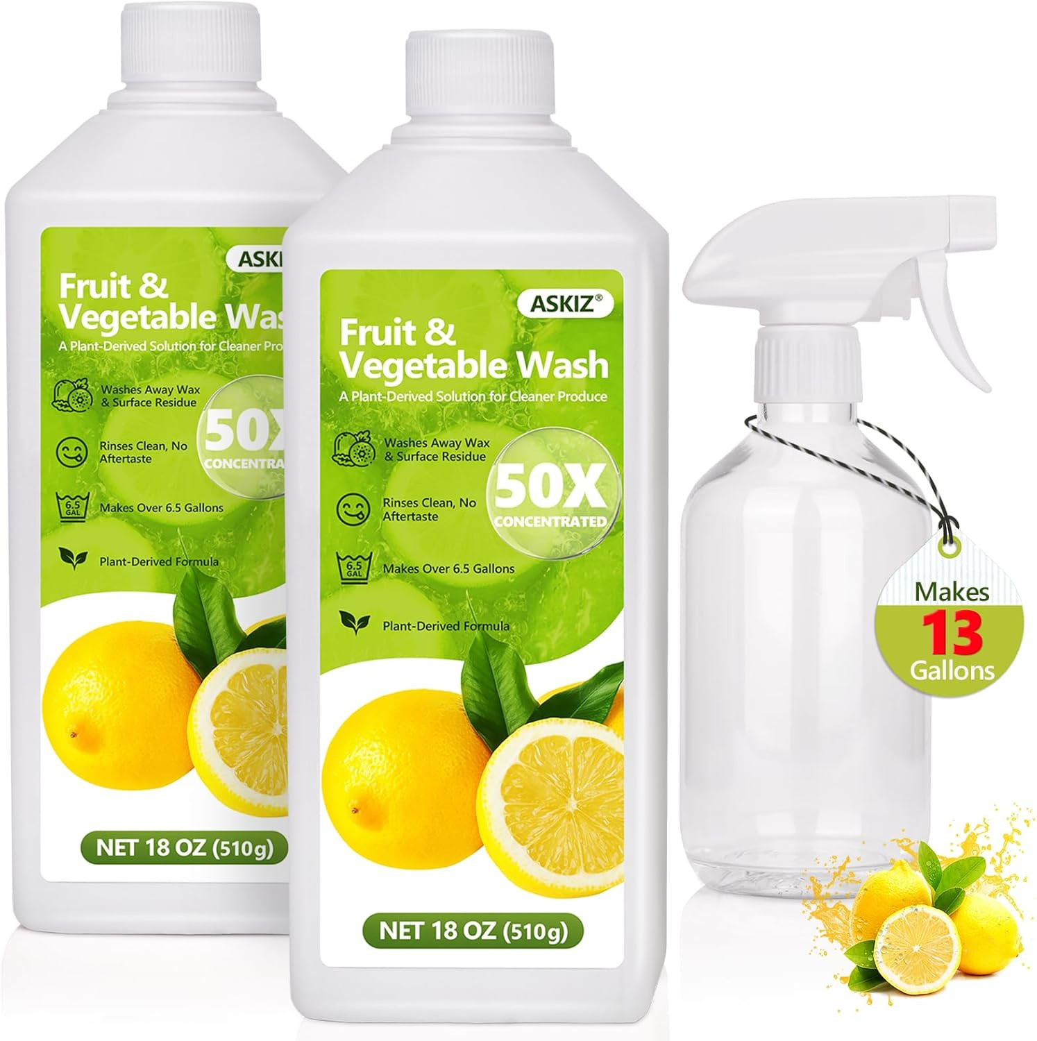 Fruit & Vegetable Wash,13 Gallons Lemon Produce Wash and Clean,Fruit Cleaner Com