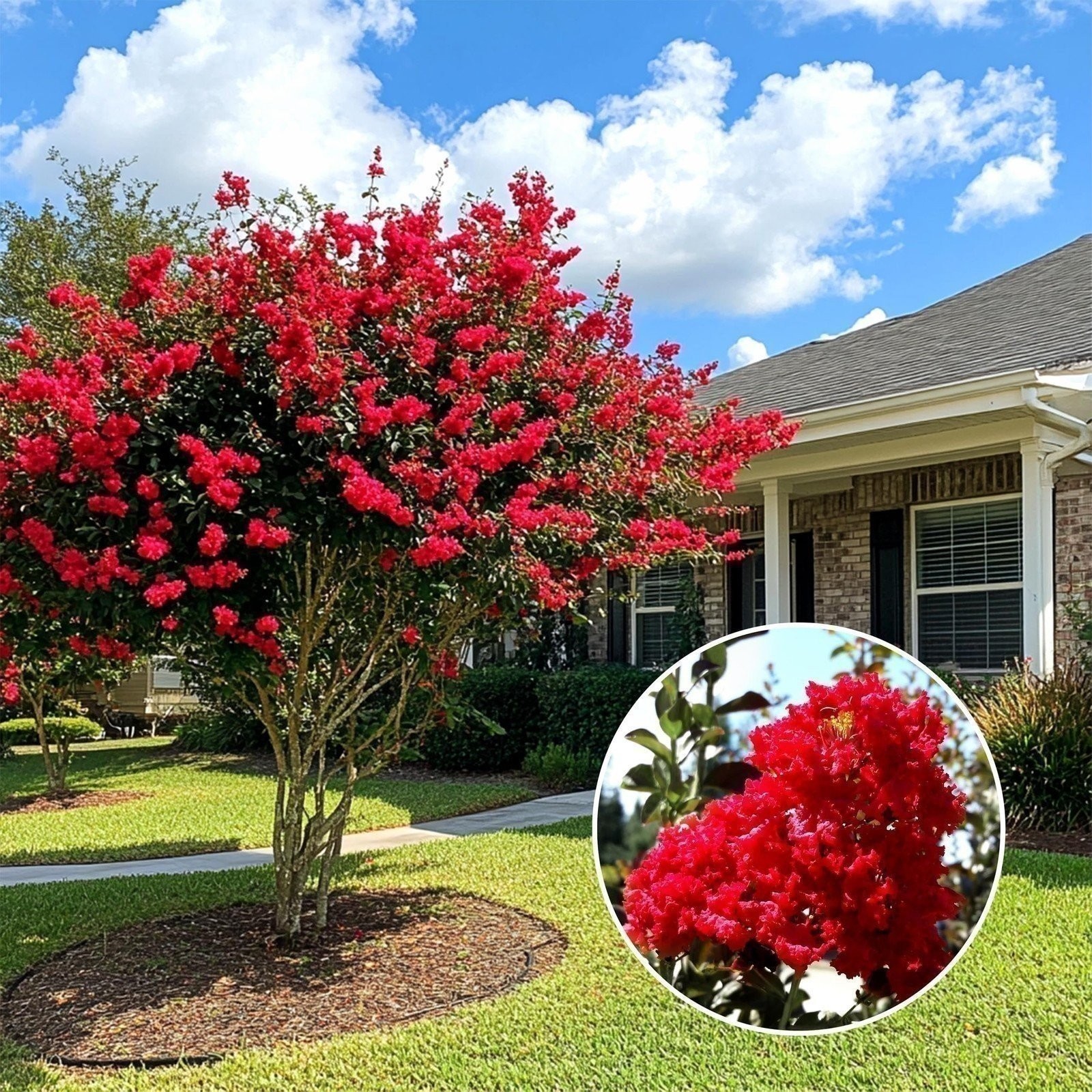 Crape Myrtle Red Rocket | Extra Large 3 Gallon Plants | Vivid Scarlet Blooms,…