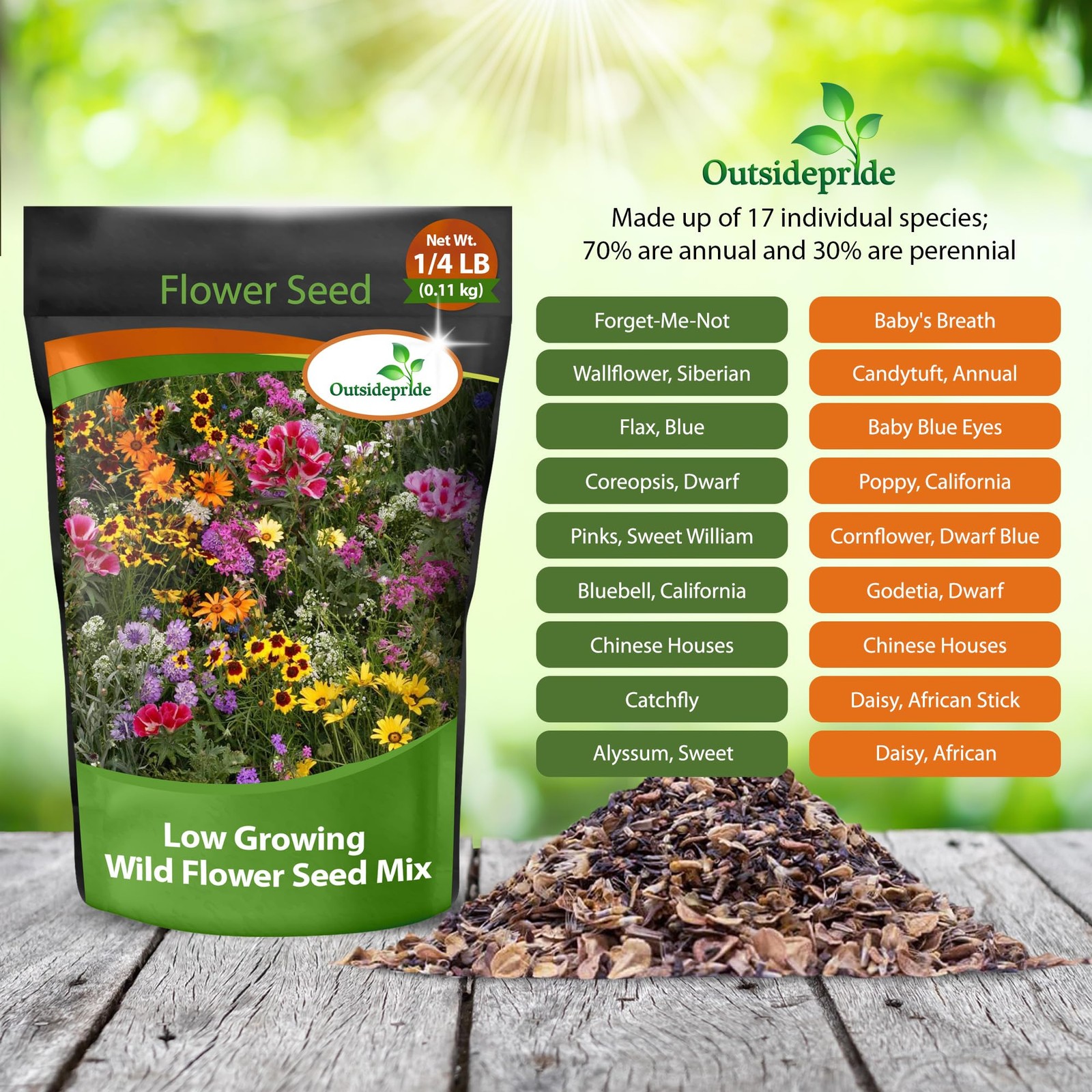 Low Growing Wildflower Seeds – 1/4 lb Dwarf, & Short, Diverse Perennial & Ann…