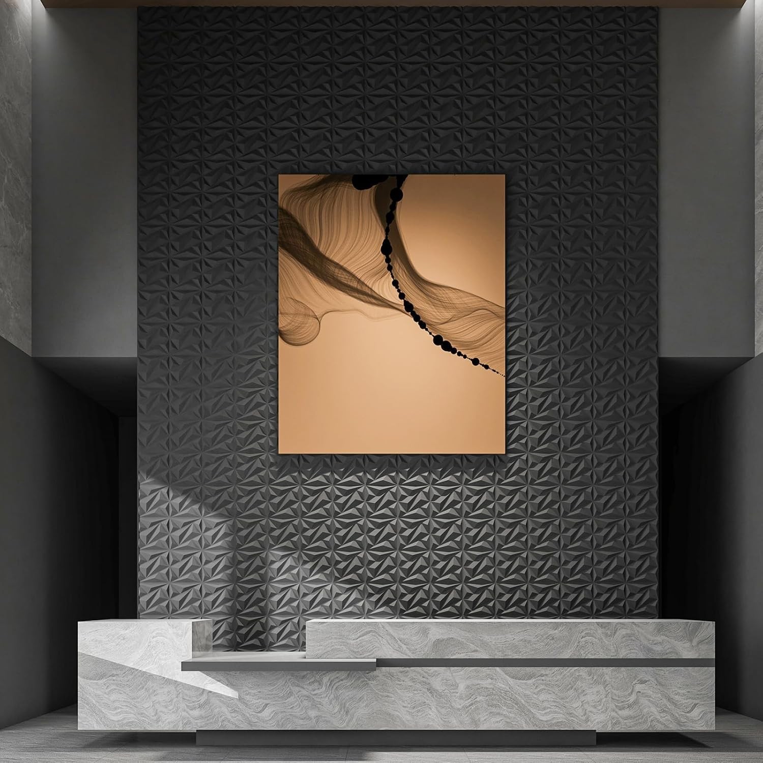 3D Wall Panels Diamond Textured 33 Pack Black 12×12 32 Sq Ft