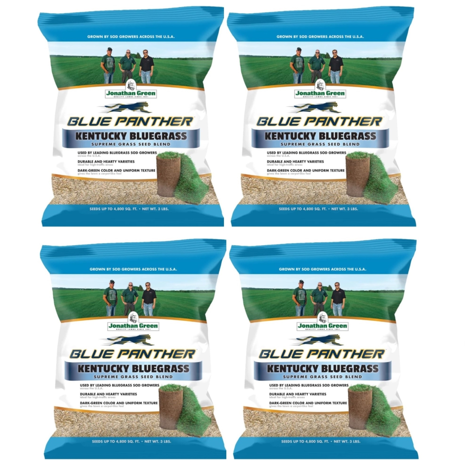 Jonathan Green Blue Panther Kentucky Blue Grass Blend Seed Mix, 3lb bag, 4 Pack