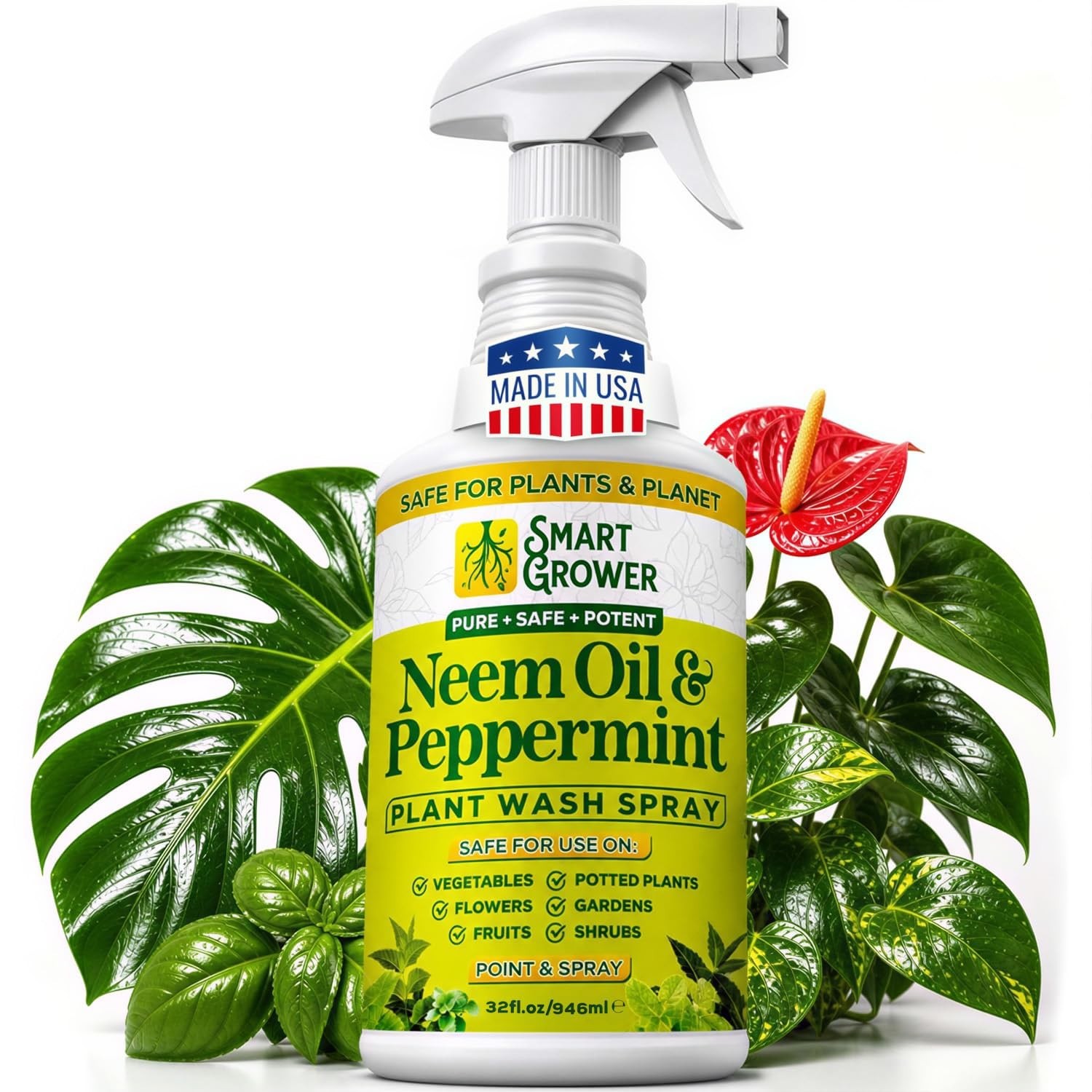 Neem Oil Spray with Peppermint – 32oz Natural Plant Wash for Indoor & Outdoor