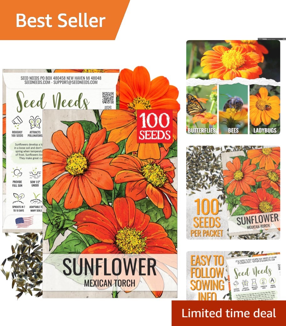 Mexican Sunflower Seeds – Heirloom Tithonia for Butterfly Gardens – 1 Pack