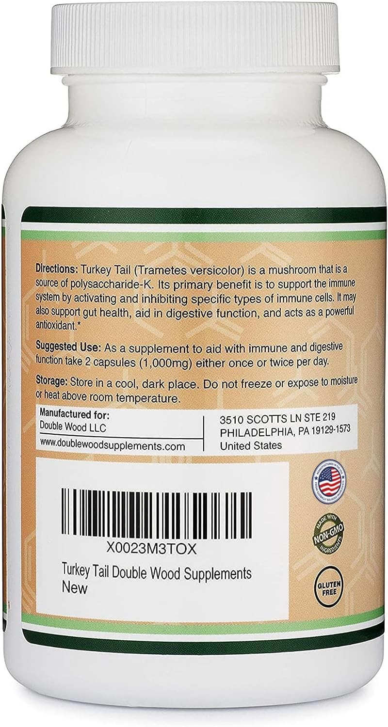 Turkey Tail Mushroom Supplement (120 Capsules – 2 Month 120 Count (Pack of 1)