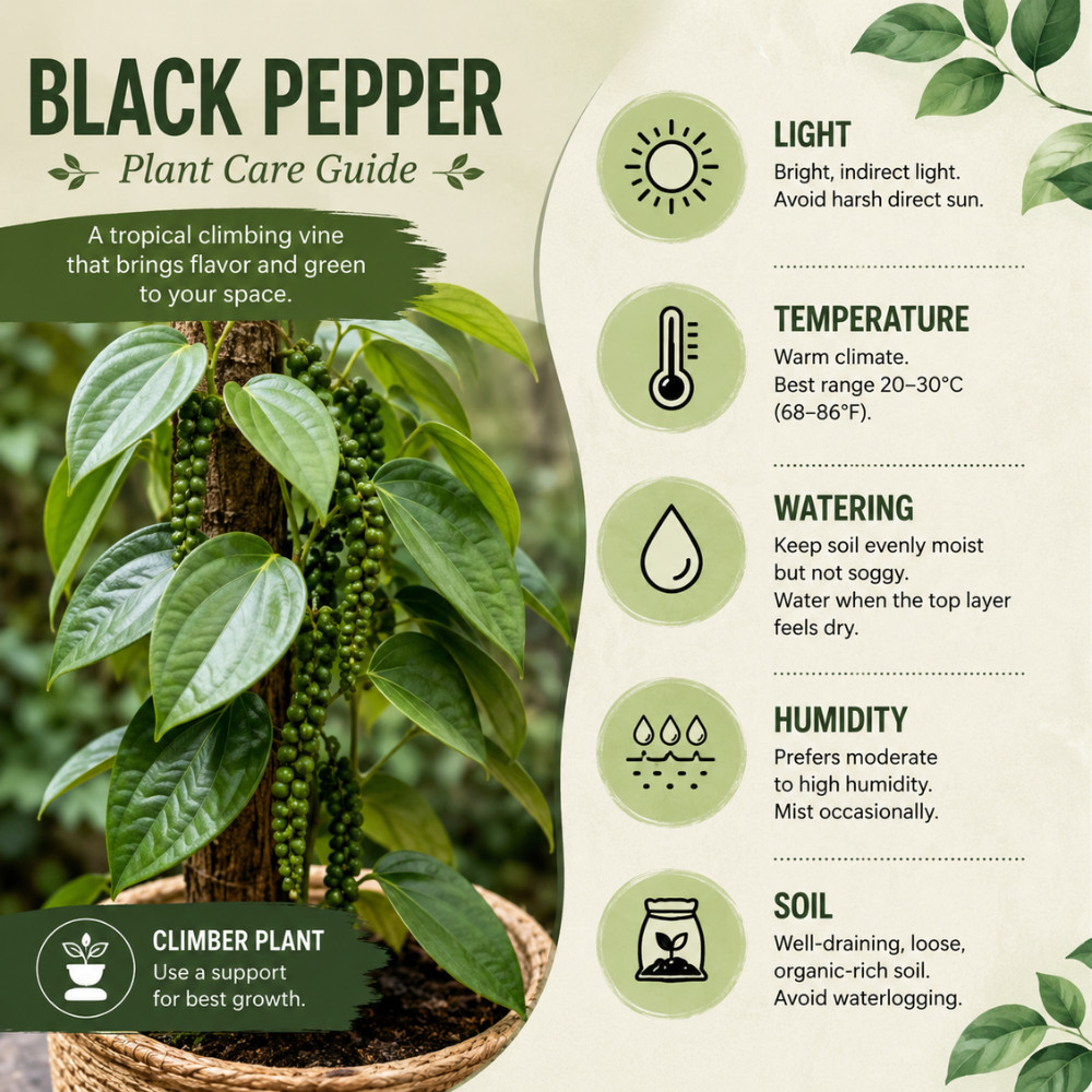 Black Pepper Plant Piper Nigrum Live Plant 4-6 Inches Tall Rooted Vine