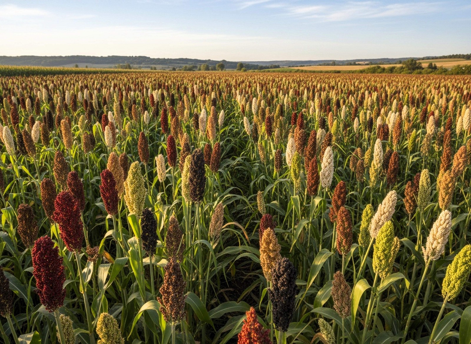 50 BROOMCORN / COLORED UPRIGHTS SORGHUM BICOLOR RED Seeds *Flat S/H