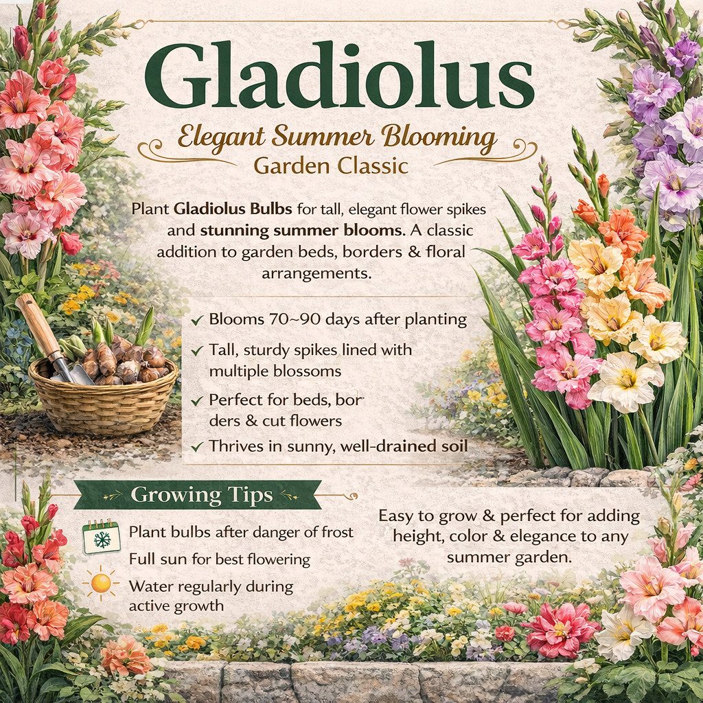 Lime Green Gladiolus Bulbs for Planting – Large Flowering Blooms (10 Bulbs)