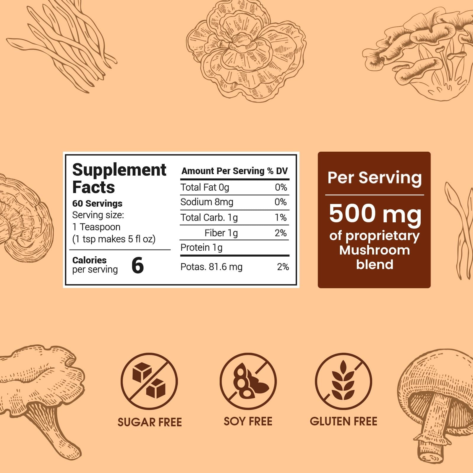 Mushroom Coffee (60 Servings) 10 Mushrooms (Lion’s Mane, 5 Ounce (Pack of 1)