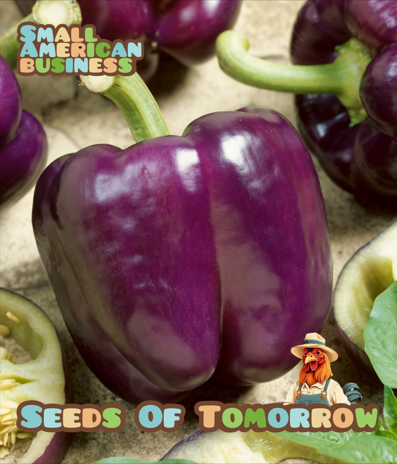 40 Purple Beauty Sweet Bell Pepper Seeds- With Bonus! | Organic Non-GMO Heirloom