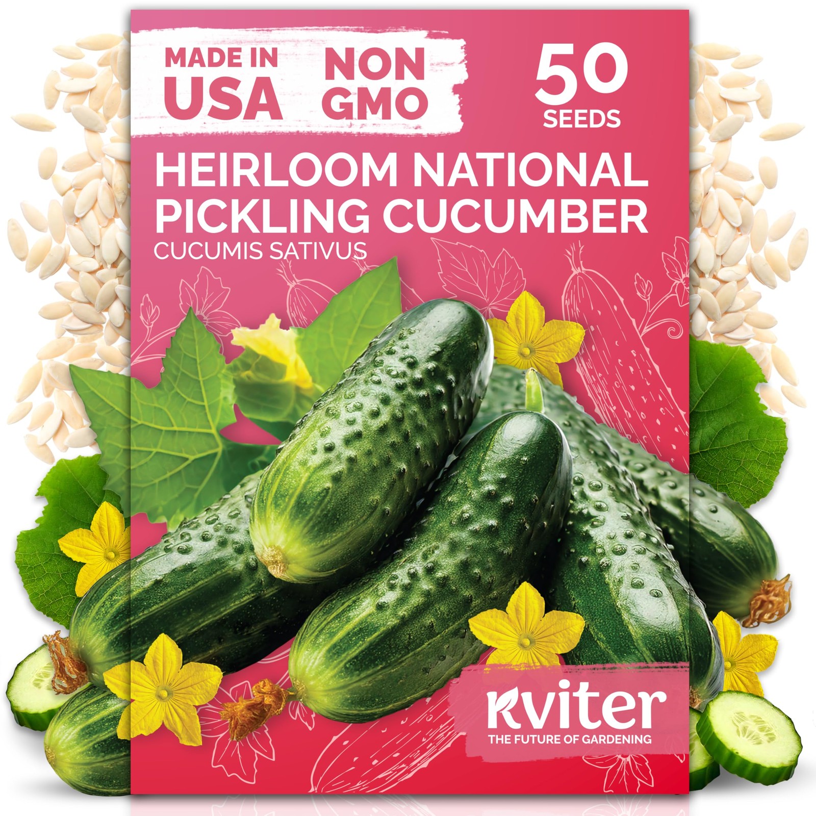 KVITER 50 National Pickling Cucumber Seeds For Planting (Cucumis sativus)