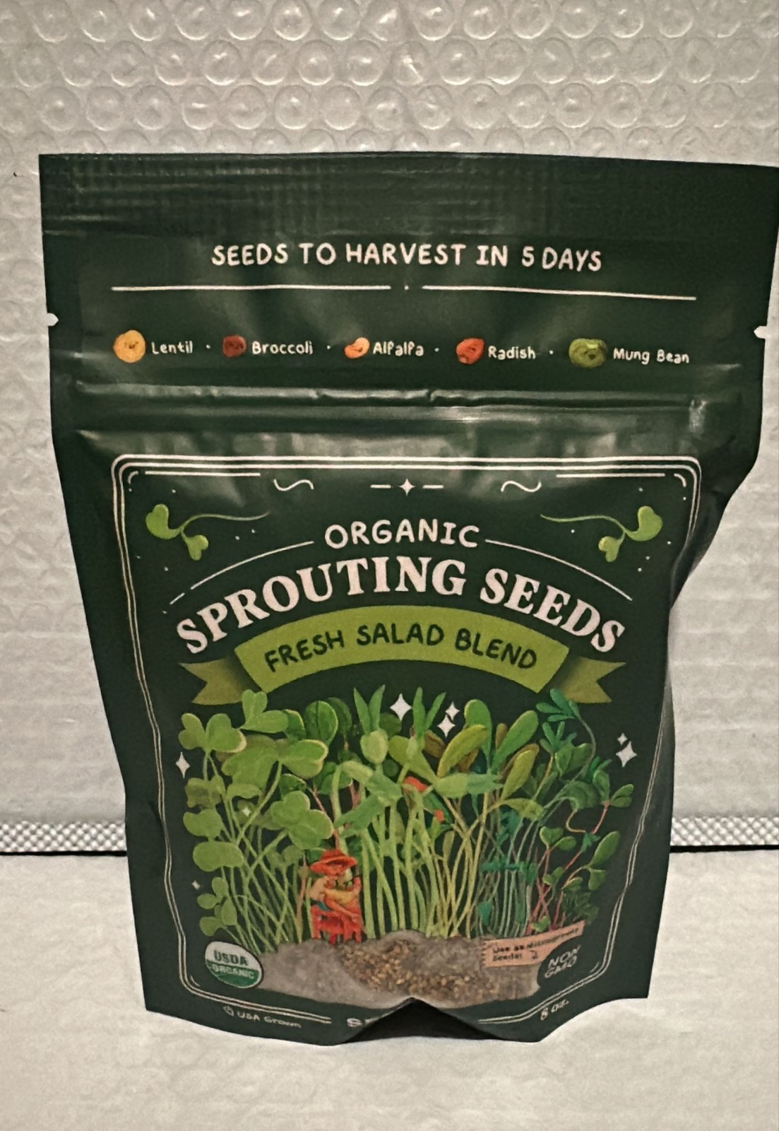 Organic Sprouting Seeds – Salad Blend Variety- Non-GMO, USA Grown Microgreens…
