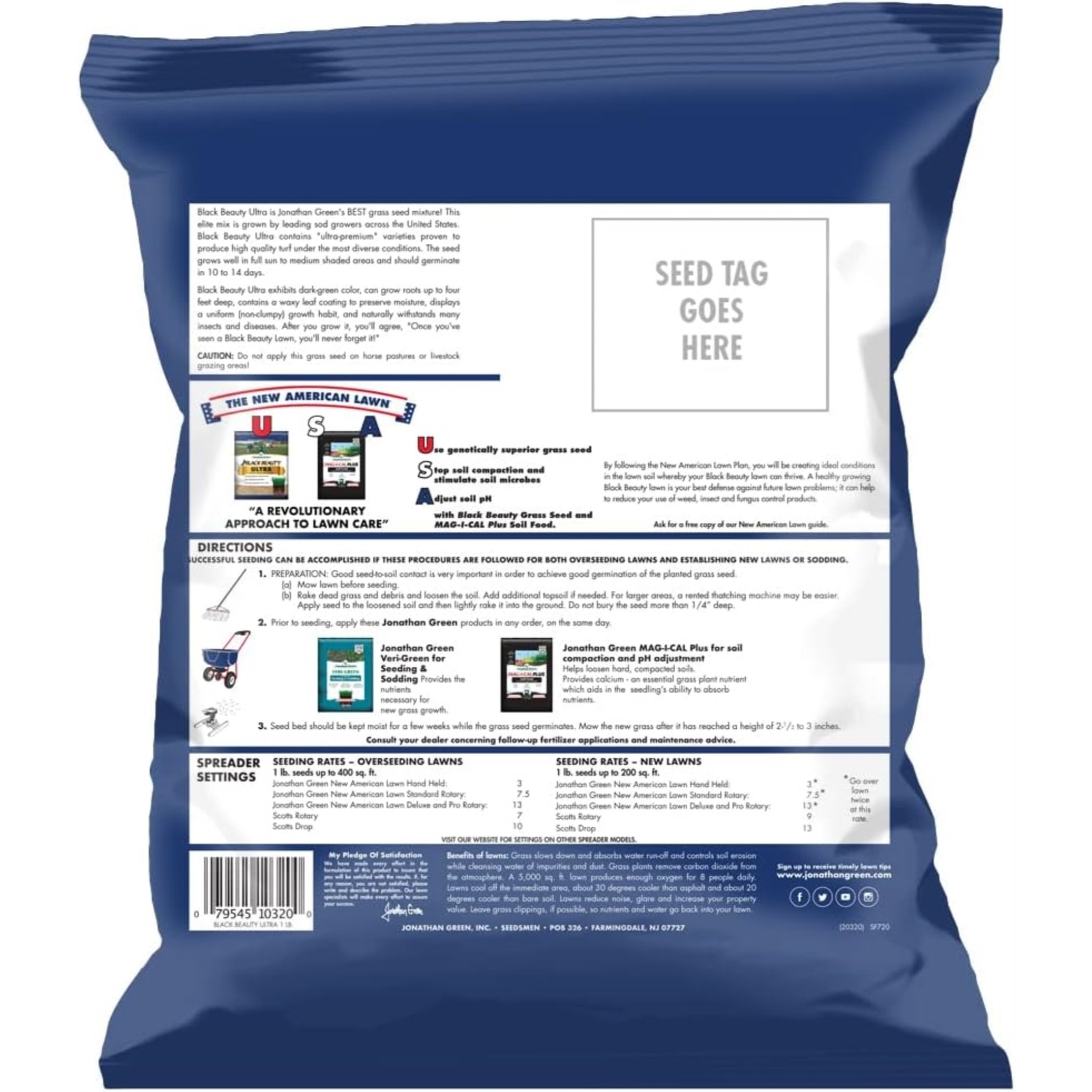 Jonathan Green (#10320) Black Beauty Ultra Grass Seed, 1lb bag, 2 pack