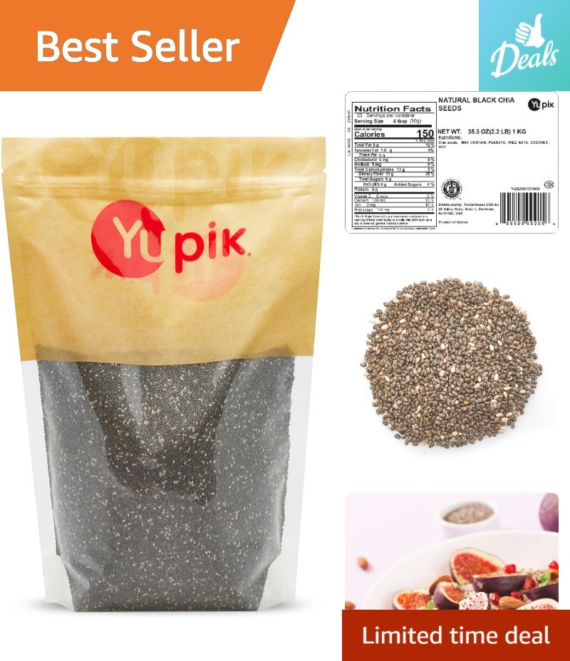2.2 lb Raw Black Chia Seeds – Nutritious Omega-3 & Fiber Source