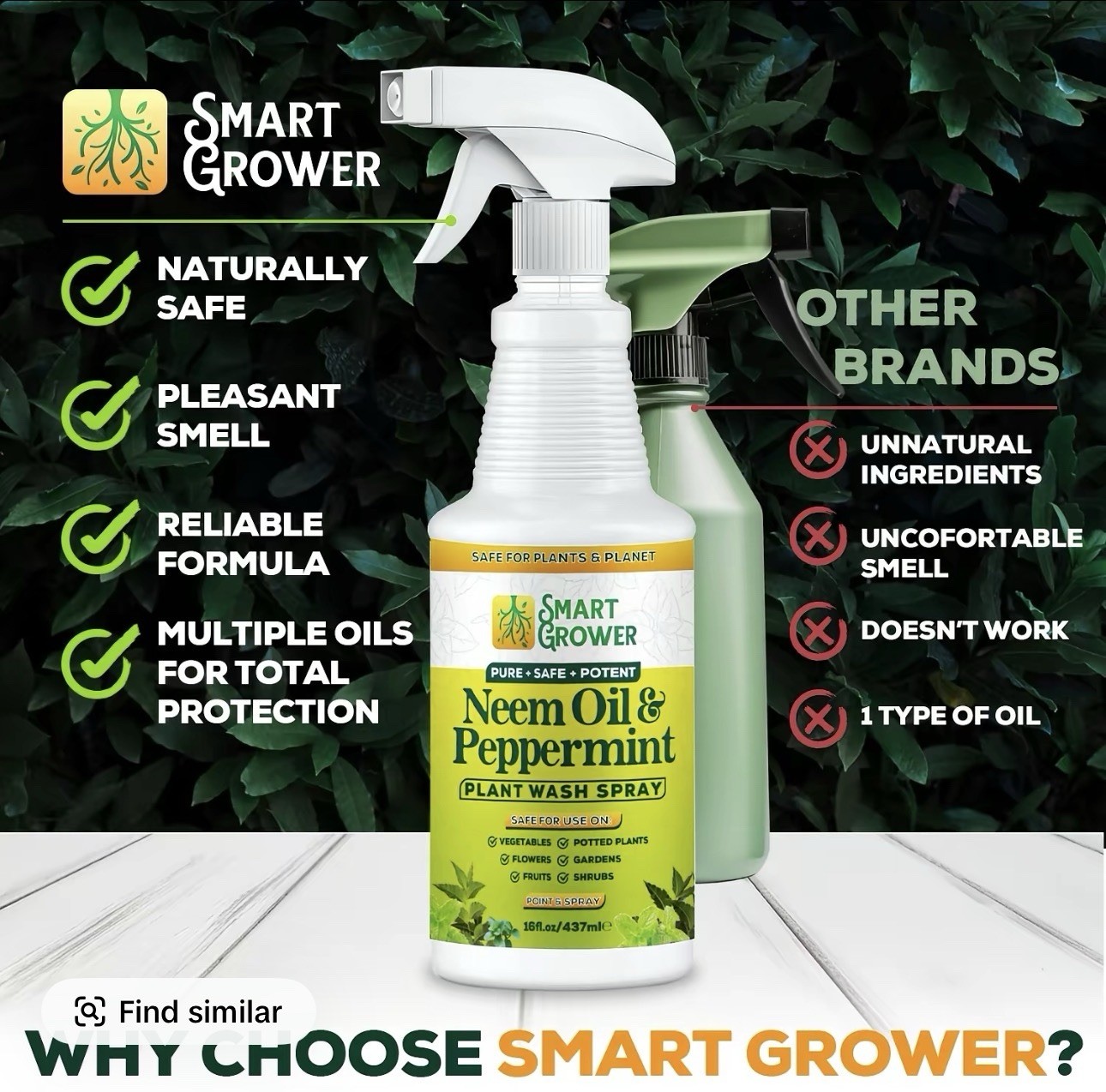 Neem Oil Spray for Plants with Peppermint Oil, Natural Plant Wash Made for In…