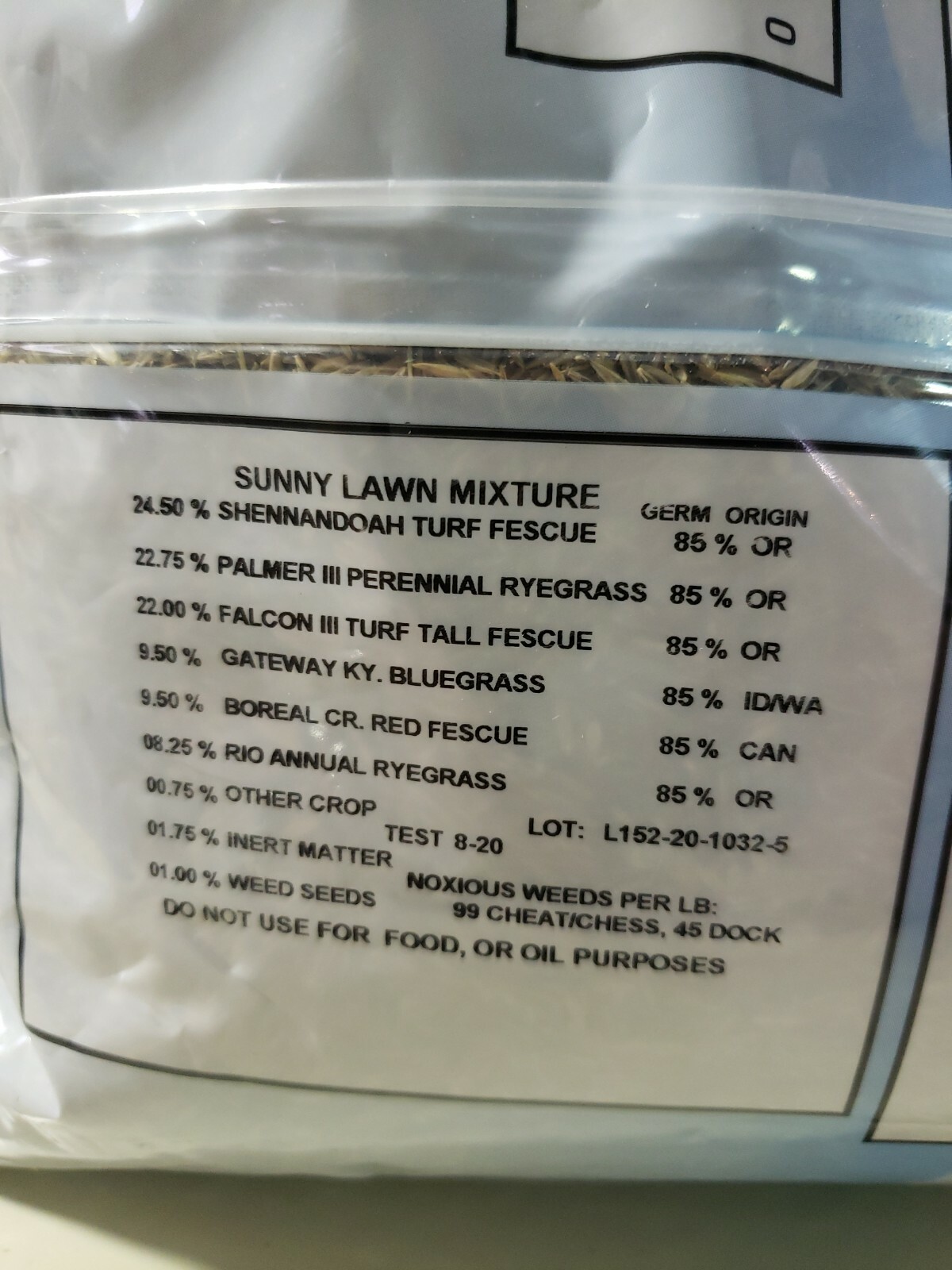 5 lbs SUNNY LAWN SEED MIXTURE 6 Way Blend Plant Sun Or Shade Very Hardy
