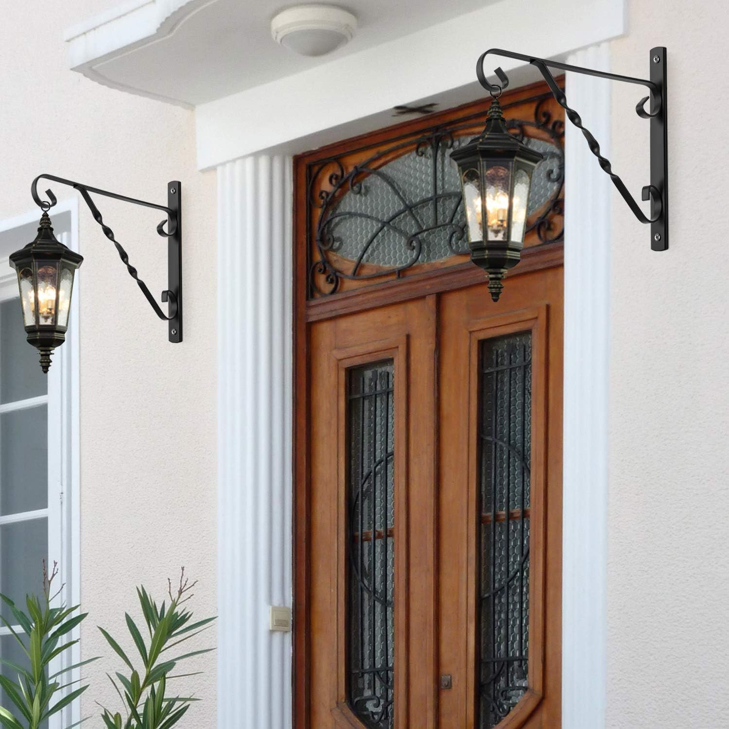 4 Pack Hanging Plant Brackets Outdoor 12″ Metal Fence Wall Plant Hanger Hooks fo