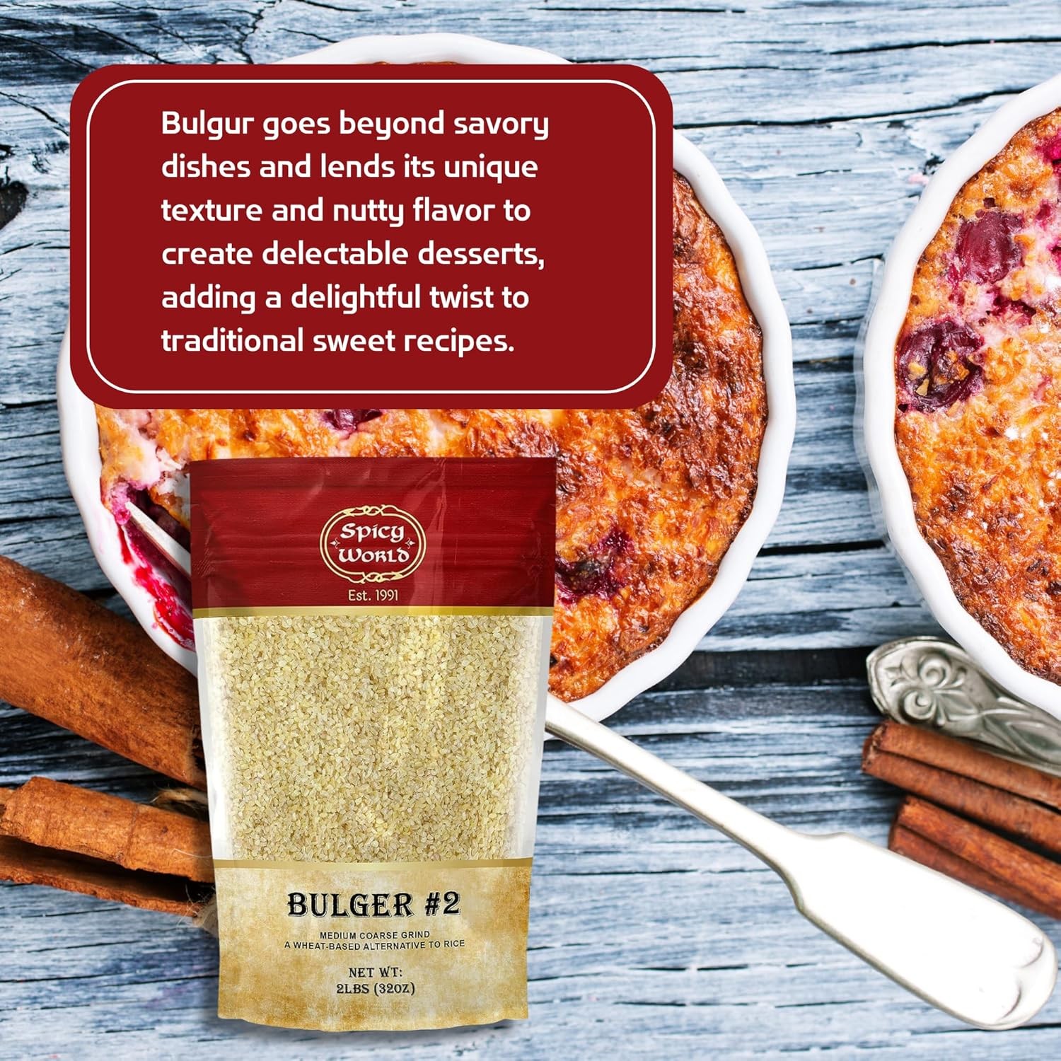 Spicy World Bulgur Cracked Wheat Medium Coarse #2, 2 LB 2 Pound (Pack of 1)