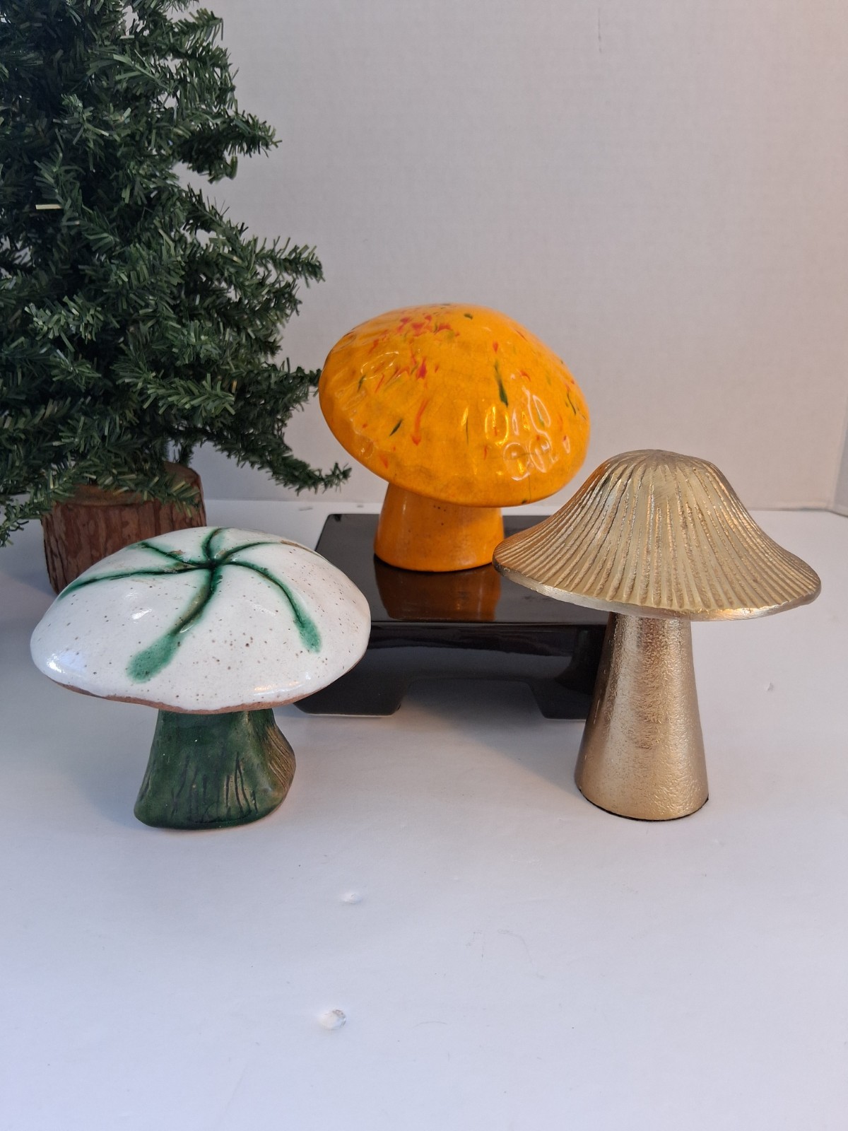 Mixed Lot Of Various Planter/Garden/Indoor Mushrooms; Ceramic/Metal; CottageCore