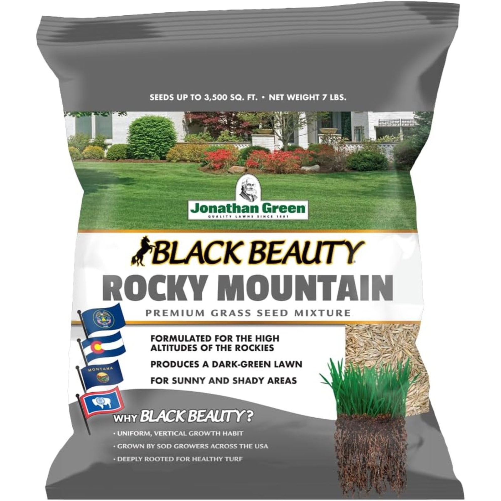 Black Beauty Rocky Mountain Colorado Lawn Grass Seed. 7lb