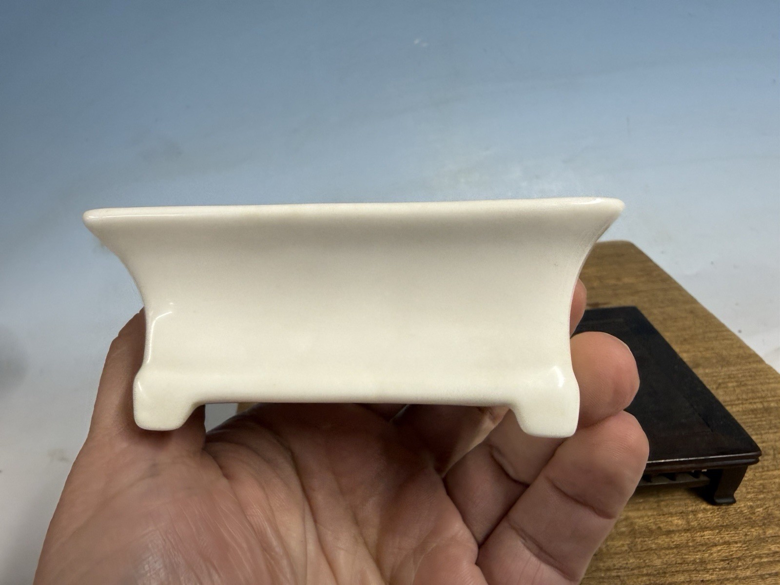 Japanese Unknown Maker Shohin Bonsai Tree Pot 4” White Porcelain