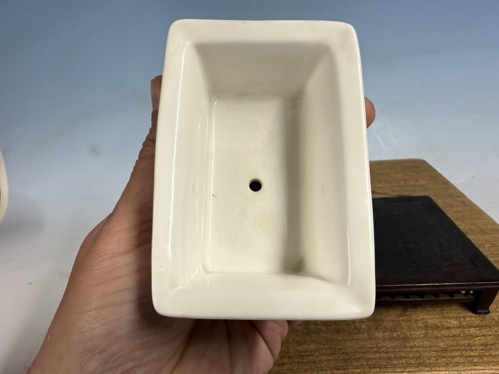 Japanese Unknown Maker Shohin Bonsai Tree Pot 4” White Porcelain