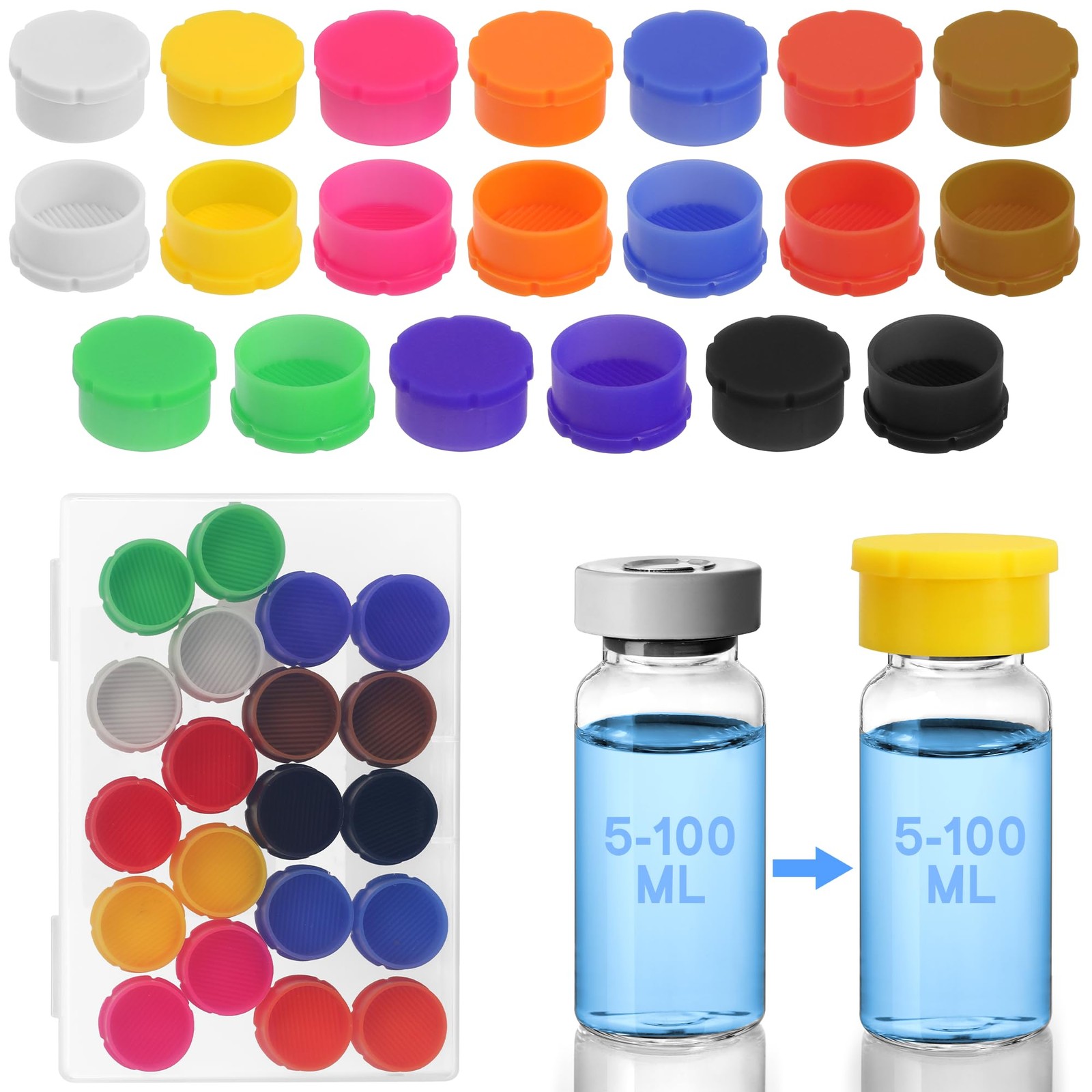 Reusable Vial Caps Leak-Proof Dust-Resistant Lids Cover DIY Assorted Colors