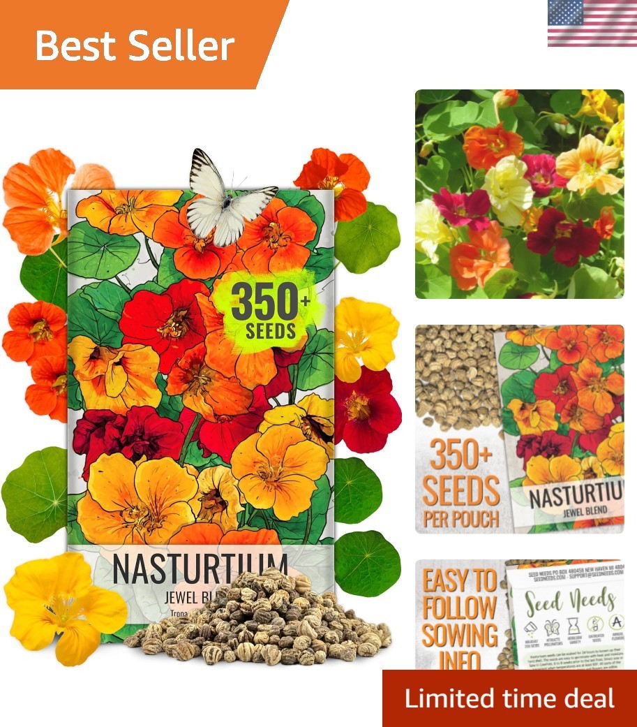 Nasturtium Seeds Jewel Mix Multicolored Edible Flowers | 1.5 Ounce 350+ Seeds…