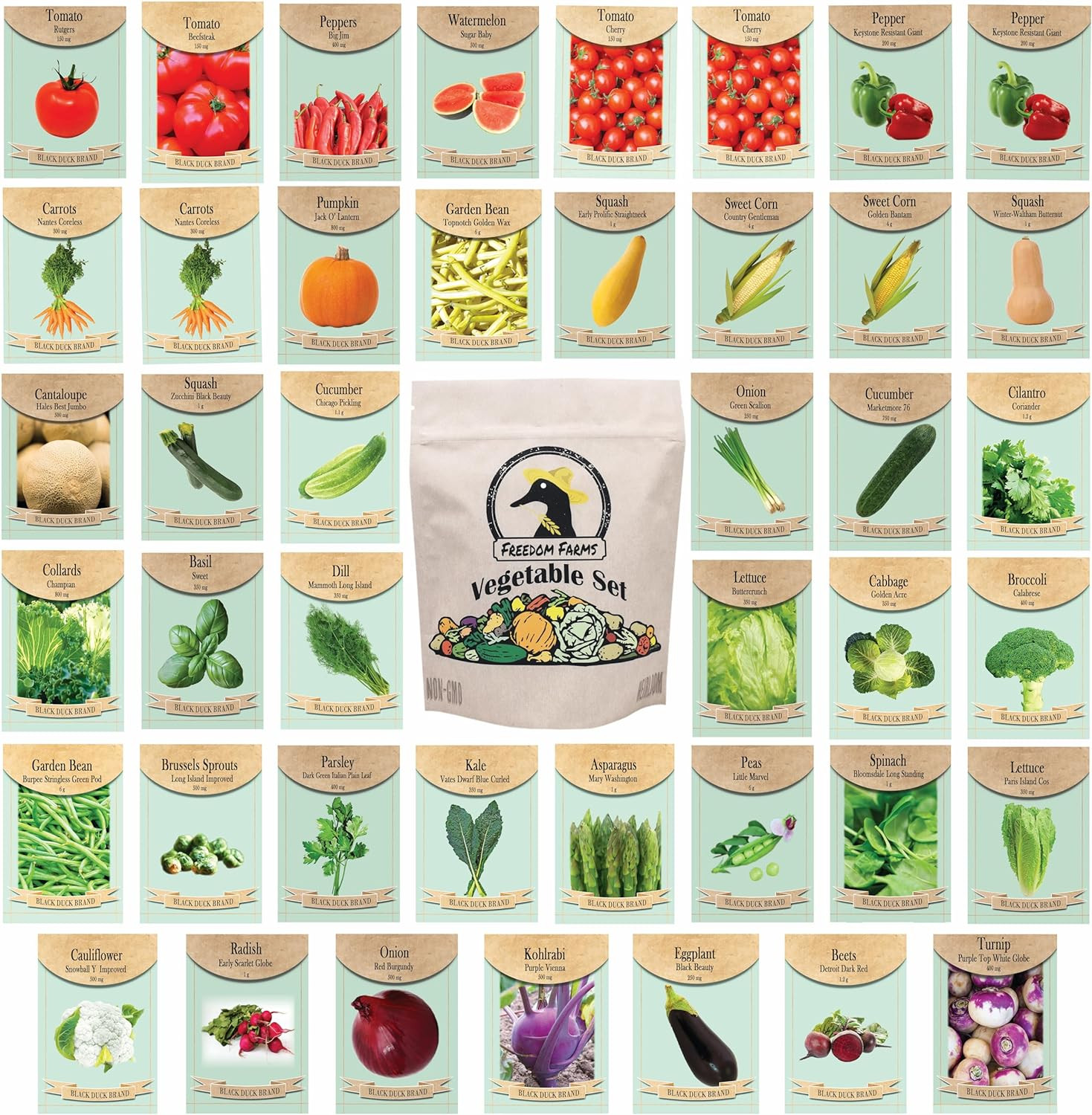 Set of 43 Assorted Vegetable & Herb Seed Packets – over 10,000 Seeds! – Includes