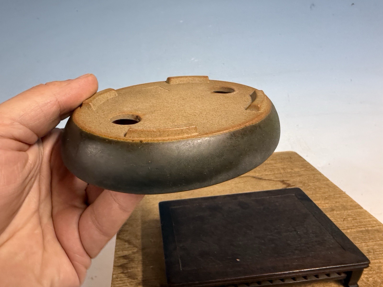 Japanese Unknown Maker Shohin Bonsai Tree Pot 5 5/8” Unique Glaze Color