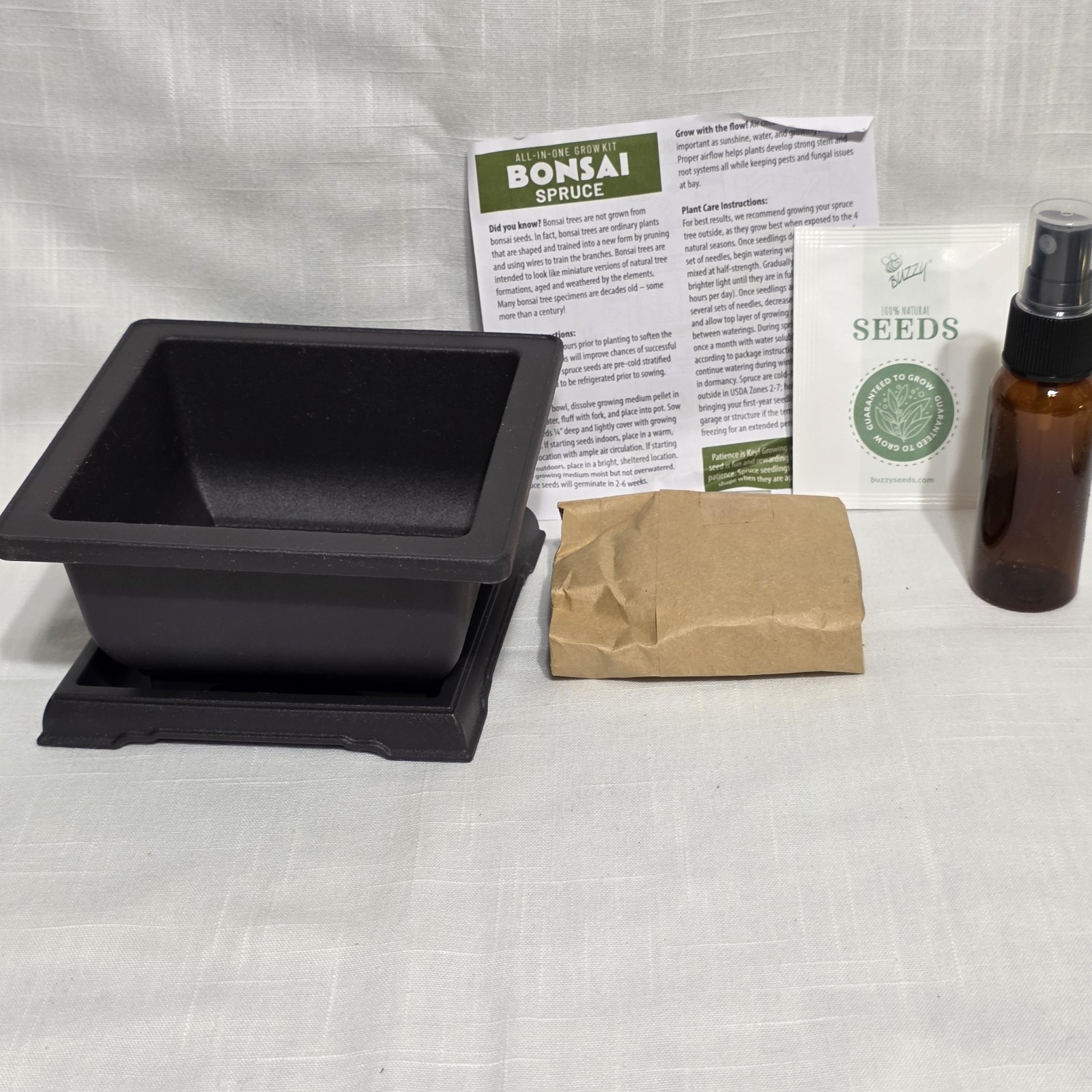 Spruce Bonsai Tree Grow Kit Complete Seed Starter Kit Pot Soil Seeds The Hive
