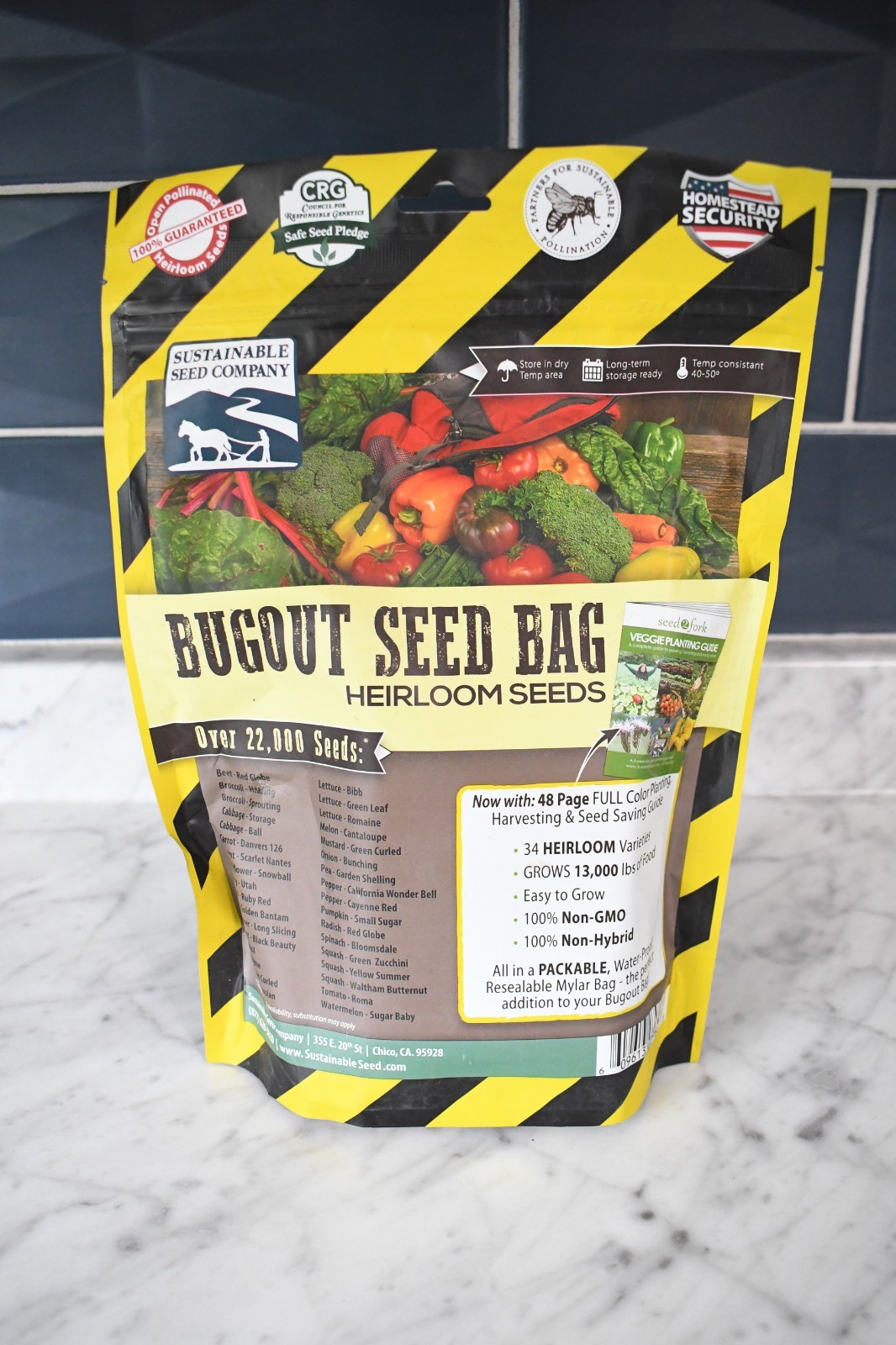 Sustainable Seed Bugout Bag Heirloom Fruit Vegetable 22,000+ Non-GMO Non-Hybrid