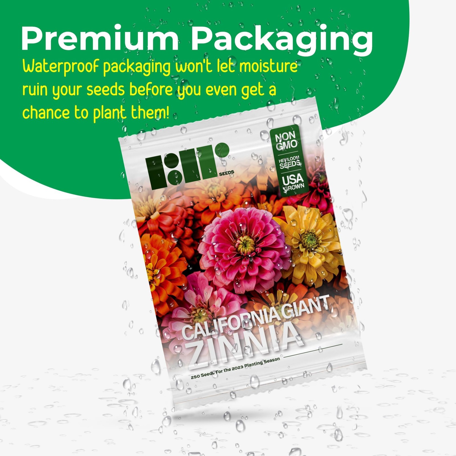 250 California Giants Zinnia Seeds for Orange,Pink,Purple,Red,White,Yellow