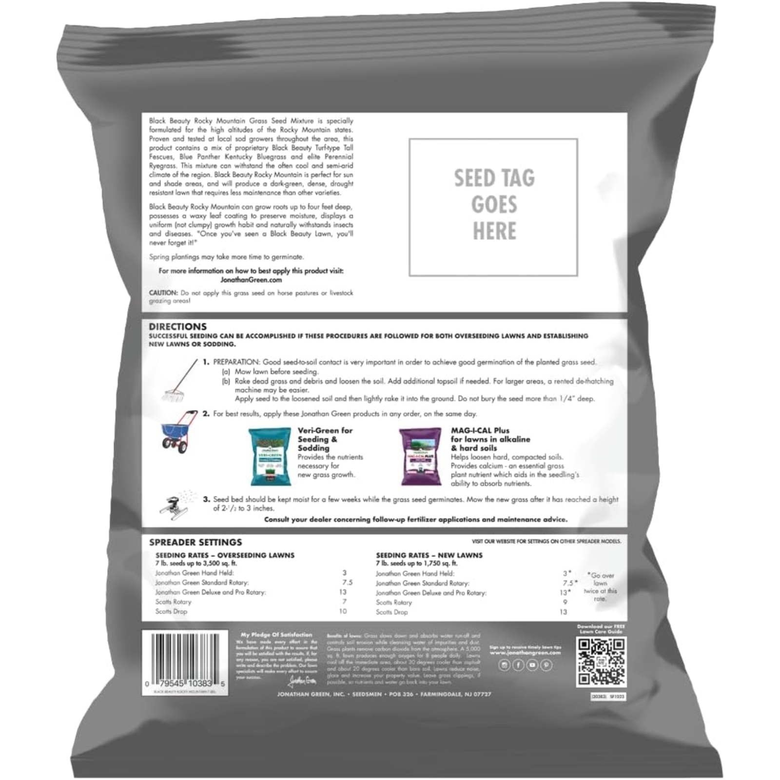 Black Beauty Rocky Mountain Colorado Lawn Grass Seed. 7lb