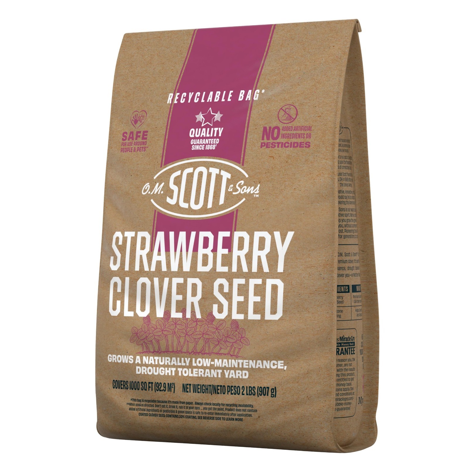 Strawberry Clover Seed – Low Maintenance Lawn Seed, Drought-Tolerant, 1,000 sq f